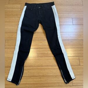 MNML Slim Fit Stripe Jeans Black White Side Stripe 28